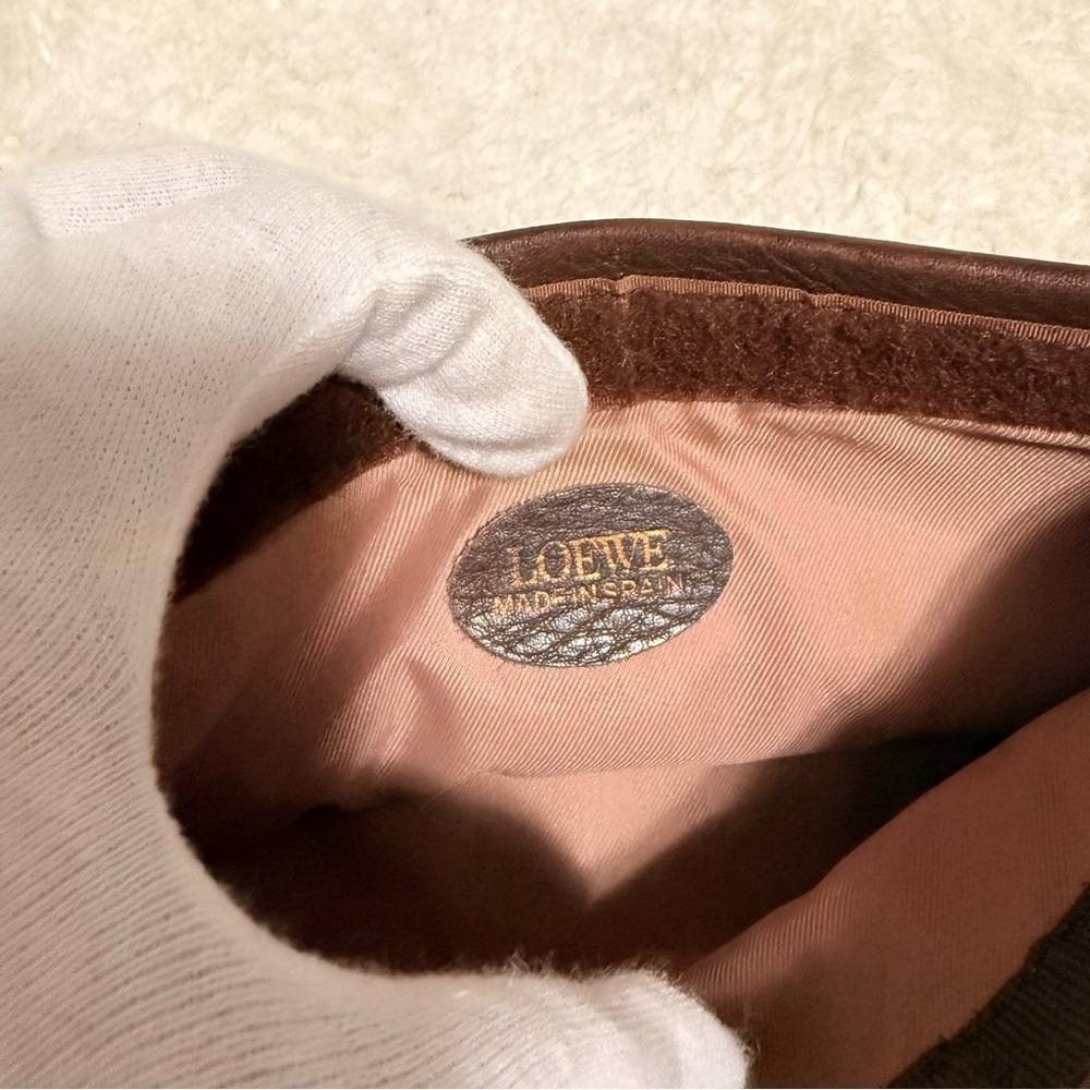 Loewe Tan and Brown Suede Cosmetic Bag - Picture 9 of 15